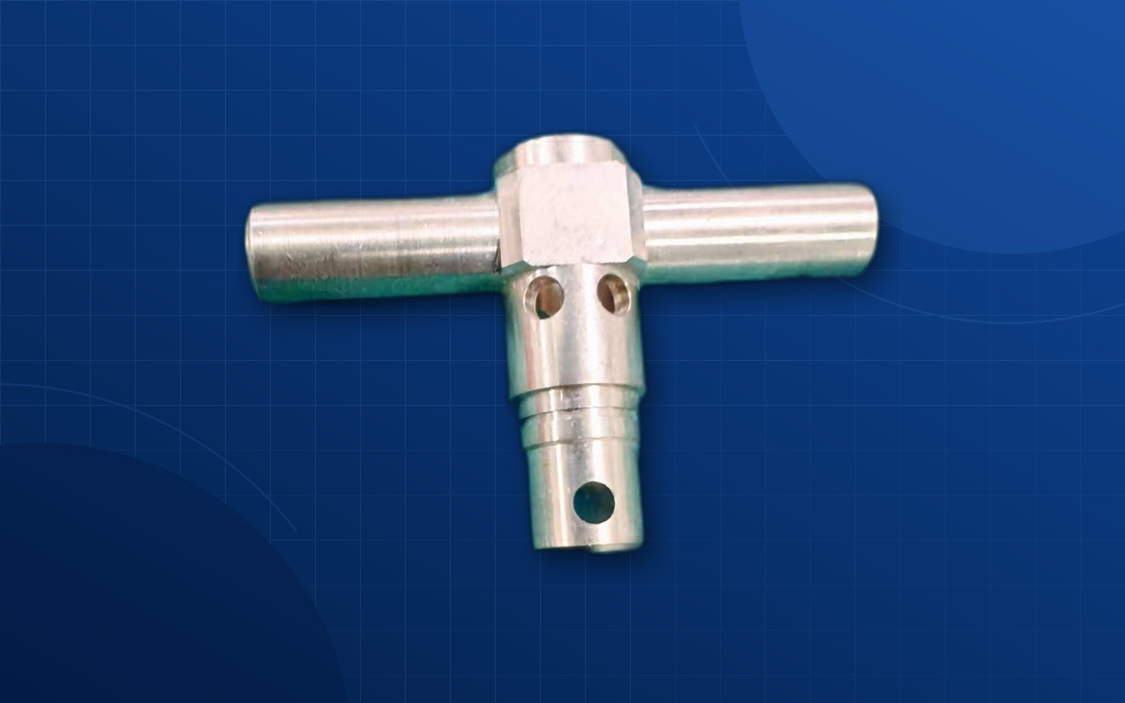 Deep blue background automation equipment machined component