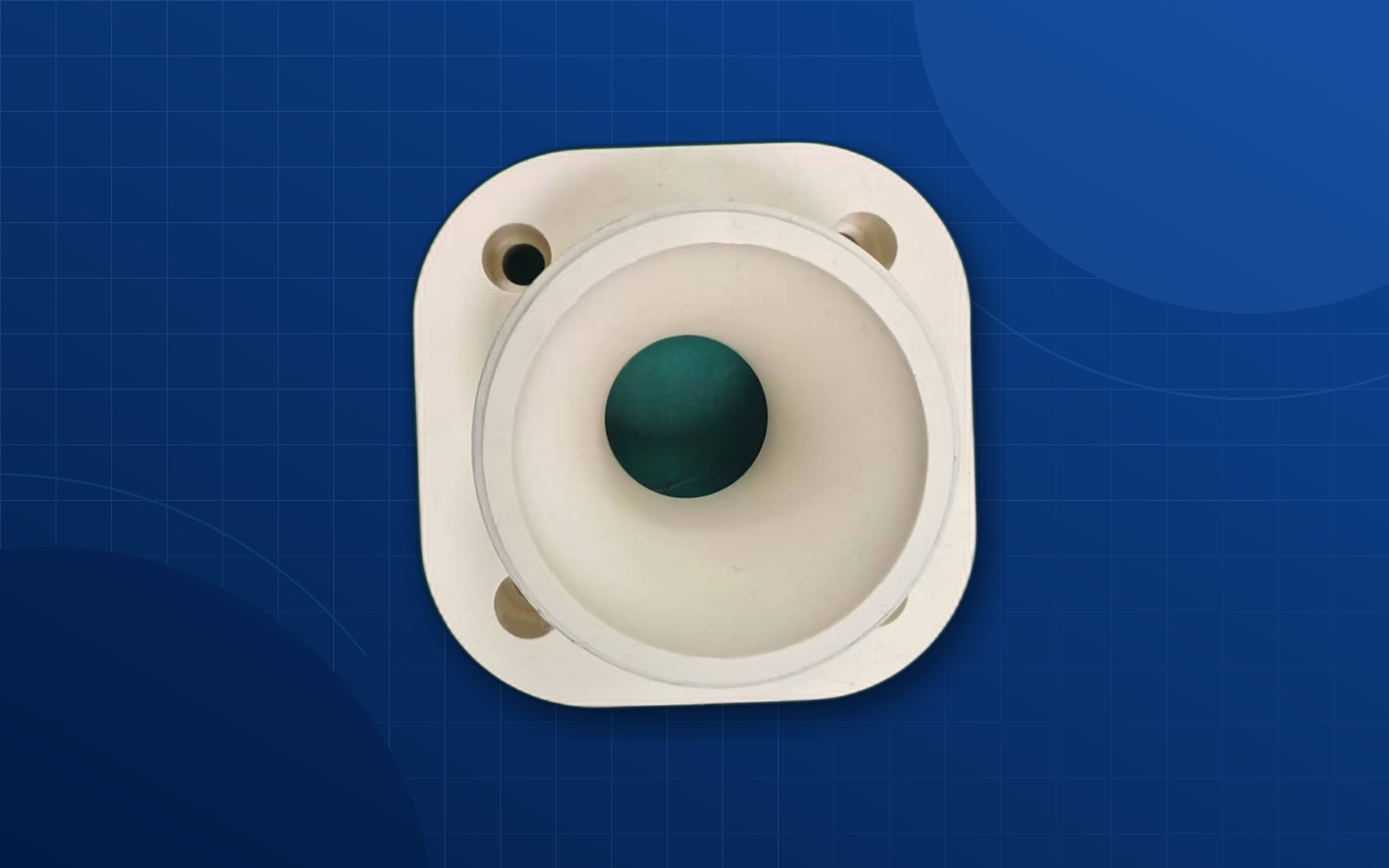 Deep blue background emerging energy machined component