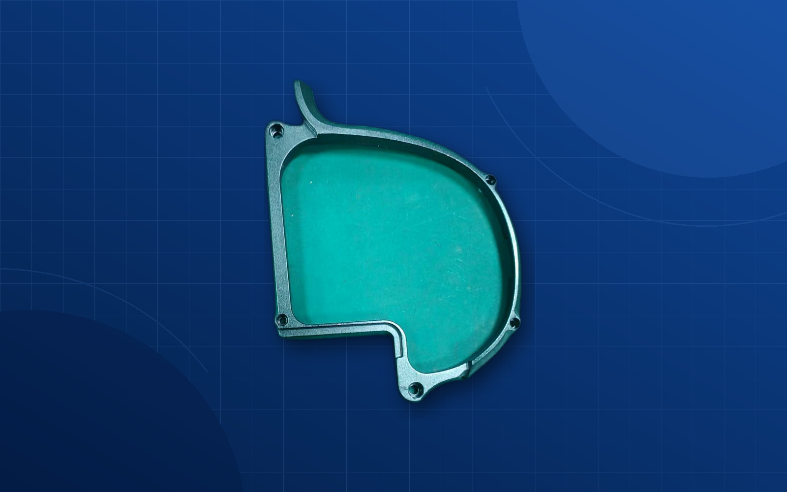 Deep blue background medical device machined component